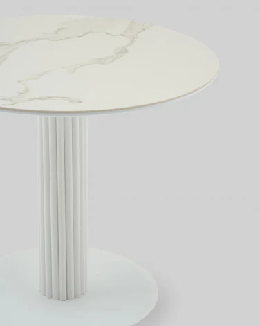 Стол круглый Терралино D90 верх керамика белый матовый, основание металл белый Stool Group арт.УТ000041595