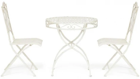 Комплект (стол + 2 стула) Secret de Maison PALLADIO (mod. PL08-8668/8669) белый антик (antique white) (металл)