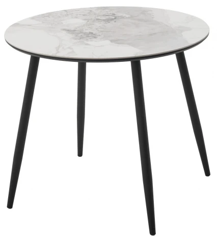 Стол МИЛТОН D89 цвет ПАНДОРА (PANDORA LIGHT 122 BG), керамика / Черный каркас M-City 64590