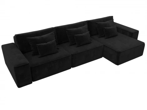 Диван угловой Лига-074 угол универсальный (ДСП/Пластик/Велюр/Черный) Лига Диванов 129865
