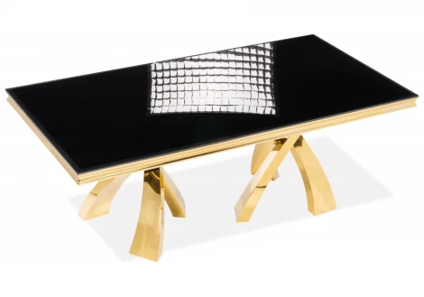 Стеклянный стол Woodville Komin 2 черный / золото 15308