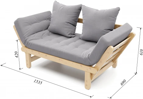 Кушетка Arsko Сламбер сосна серый велюр