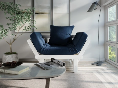 Кресло Arsko Сламбер белая эмаль синий велюр