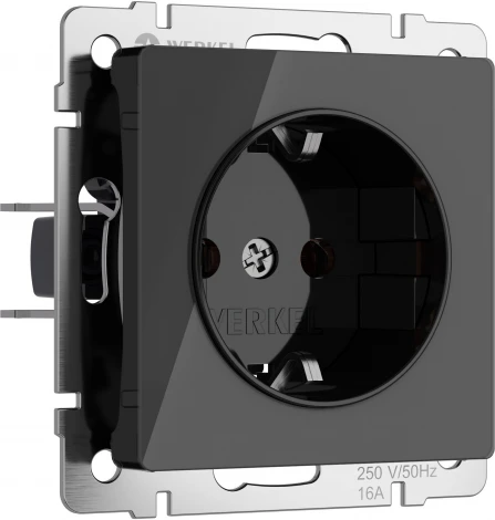 Розетка с заземлением (черный акрил) Werkel W1171048 (a064041)