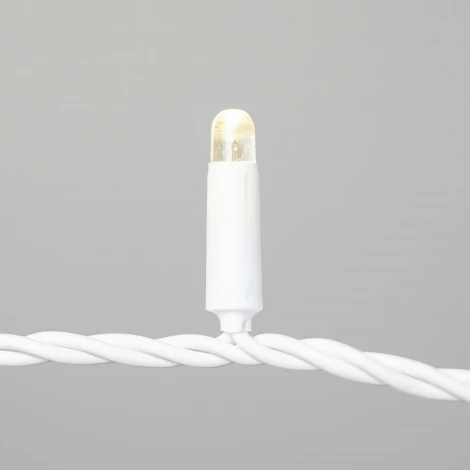 Гирлянда Нить 10м тепло-белая 24В, 100 LED, провод белый каучук 2,3мм, IP65 Laitcom ECO100-8-1WW