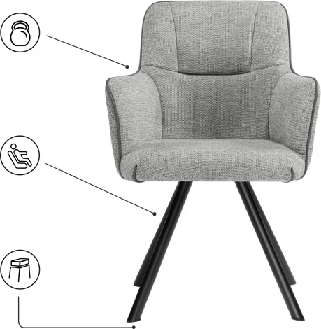 Стул на металлокаркасе Woodville Elis gray / dark gray / black арт.15839