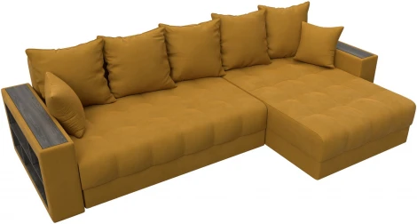 Диван угловой с декором и полкой Лига-050 НПБ Лига Диванов (Велюр) арт.128597