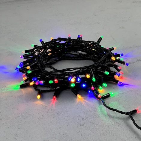 Гирлянда Нить с колпачком 10м разноцветная 220В, 100 LED, провод черный ПВХ, IP65 Laitcom PST100CAP-11-2M