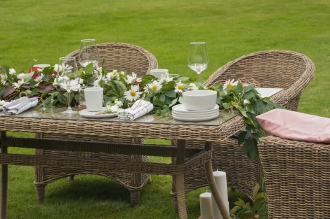 Плетеный стол из искусственного ротанга 200х90см, цвет соломенный 4SIS Латте YH-T4766G-2