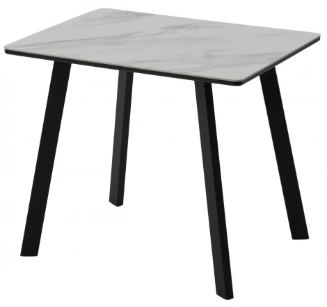 Стол ТИК ТАК 90 цвет Белый мрамор активный, керамика / Черный каркас M-City 64585