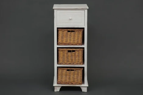 Тумба с 3 корзинами и ящиком Secret De Maison OISELET 4 ( mod. HX16-009 NS ) butter white (слоновая кость) (дерево павловния, мдф)