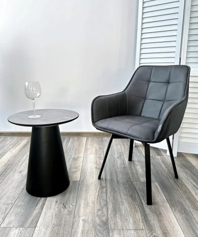 Стул MAVERICK 360 град. поворот. HK007-10 Темно-серый, искусственная замша / черный каркас, М-City