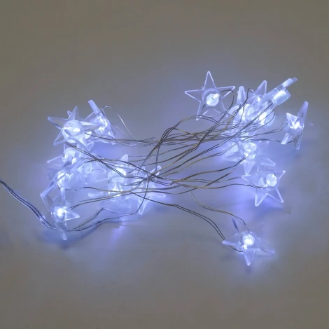 Светодиодная гирлянда линейная Звездочки на проволоке 5000К с питанием от батареек Feron CL589 51446