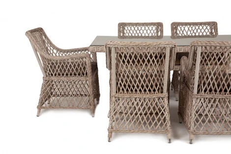 Обеденная группа плетеная, цвет бежевый 4SIS Латте LC6T-7-SET beige