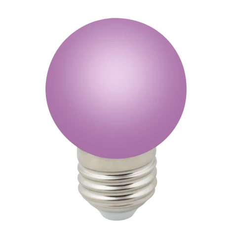 Лампочка светодиодная шар фиолетовая E27 1W Volpe LED-G45-1W/PURPLE/E27/FR/С