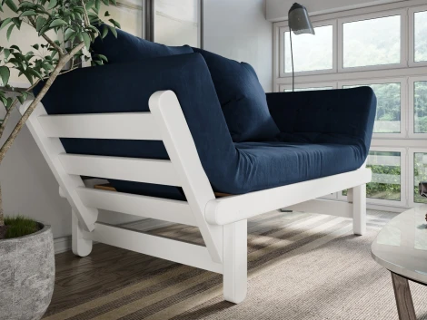 Кушетка Arsko Сламбер белая эмаль синий велюр