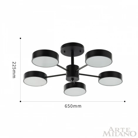 Потолочная люстра на штанге Arte Milano Ferrara 250906/5B Bk (LED, 220V, круглые)