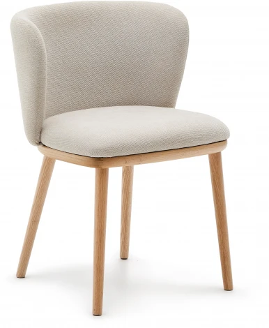 Ciselia Стул из бежевой синели и натурального массива ясеня La Forma (ex Julia Grup) арт.217215