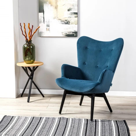 Кресло Хайбэк синий/венге R-Home арт.4101060120h_Blue_венге