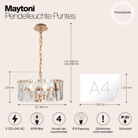 Подвесная люстра Maytoni Puntes MOD043PL-04G