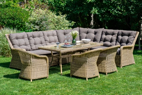 Обеденная группа из искусственного ротанга, цвет соломенный 4SIS Базелла BAZS6C3T-8-SET