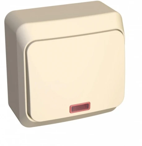 Выключатель накладной одноклавишный с подсветкой (кремовый) Systeme Electric BA10-005K