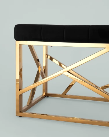 Банкетка-скамейка Stool Group АРТ ДЕКО велюр черный сталь золото УТ000001882