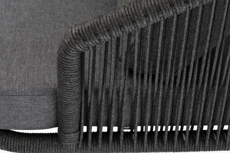 "Верона" кресло плетеное из роупа, каркас алюминий темно-серый (RAL7024) муар, роуп темно-серый круглый, ткань темно-серая 027 4SIS арт.УТ-00007144