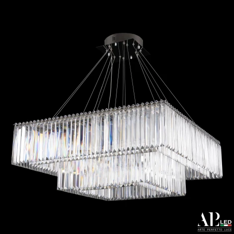 Подвесная люстра светодиодная APL LED Sicilia SH10.86.2D.A.Ni.4000 (220V, хрусталь, на тросе)