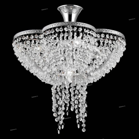 Люстра потолочная хрустальная Kovaltseva Imperiale, 5 ламп, хром с прозрачным