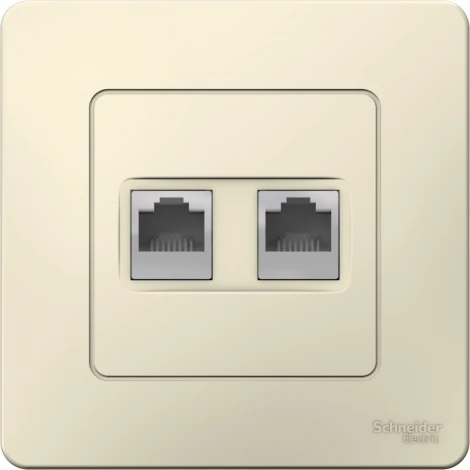 Розетка встраиваемая телефонная RJ-11 + Ethernet RJ-45 (молочный) Systeme Electric Blanca BLNIS045112