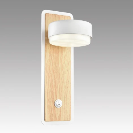 Настенный светильник Lumion Leland 8263/1W металл, белый/дерево GX53 LED 1*7W 220V (выключатель)