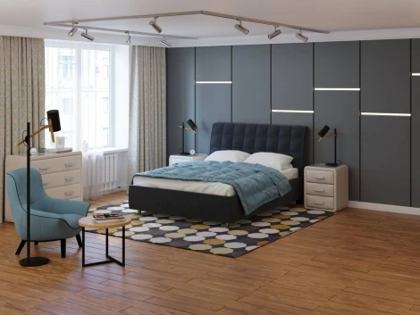 PROxSON Кровать Volumo без основания (Ткань: Рогожка Тетра Графит) 90x200