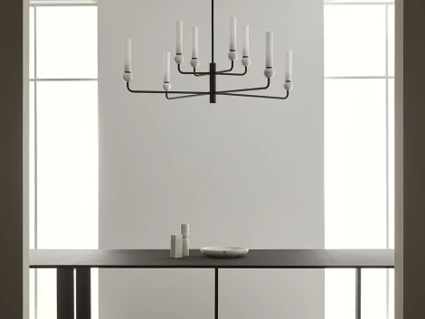 Потолочная люстра на штанге черный металл, белый мрамор Aromas del Campo Delie C1224/8 Matt black / White marble