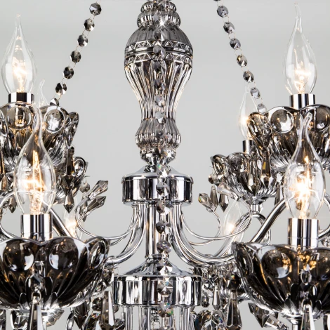 Подвесная люстра Eurosvet Teodore 10103/12 хром/дымчатый хрусталь Strotskis