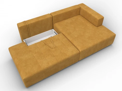 Диван угловой Лига-103 НПБ угол правый (ДСП,Брус,Фанера,Велюр/Желтый) Лига Диванов 134823