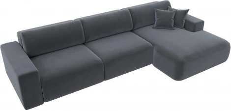 Диван угловой Лига-036 НПБ Классик Лонг правый угол (Серый/Велюр) Лига Диванов арт.121395