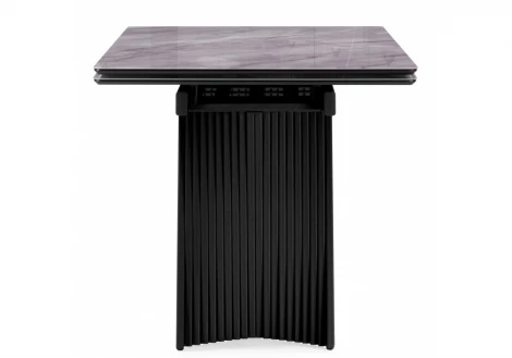 Кухонный стол Notta Вейв 140(200)х80 кристл серый мрамор / черный