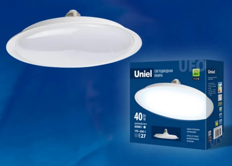 Лампочка светодиодная таблетка белая E27 40W 6500K Uniel LED-U220-40W/6500K/E27/FR PLU01WH