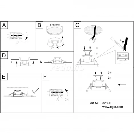 Встраиваемый точечный светильник Eglo Sartiano 32896 (LED, 220V)