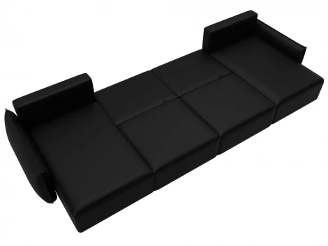 Диван П-образный Лига-051 НПБ Лонг (ЛДСП,Брус,Фанера/Пластик/Экокожа/Черный) Лига Диванов 129896