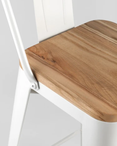 Стул полубарный Stool Group TOLIX WOOD со спинкой белый глянцевый УТ000001190