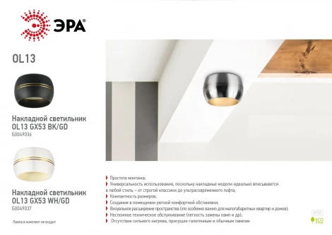 Точечный светильник ЭРА OL13 GX53 BK/GD OL13 GX53 BK/GD