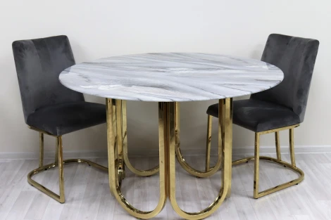 Стол обеденный IST-CASA Лори F-1386-1,122х122х76 см, перламутровый мрамор