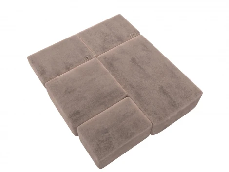 Диван угловой модульный с пуфом Лига-060 НПБ угол универсальный (ЛДСП,Брус,Фанера/Пластик/Велюр/Бежевый) Лига Диванов 129680