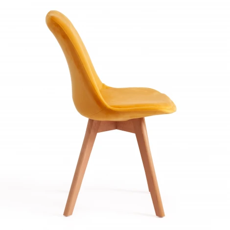 Стул TULIP SOFT (mod. 74) желтый (HLR 41)/натуральный (вельвет/дерево)