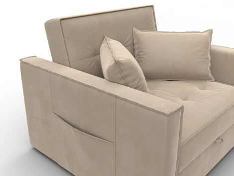 Кресло-кровать Лига-104 (80) (ЛДСП,Брус,Фанера,Велюр/Бежевый) Лига Диванов 134852