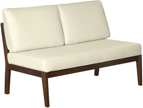 Диван-скамья Массив мягкая экокожа крем, каркас орех Mebelik арт.007549