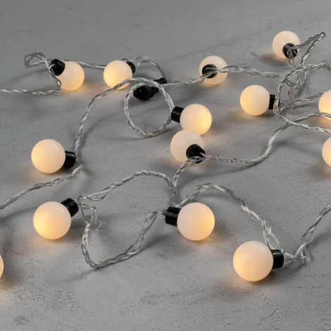 Гирлянда «Шарики» 5м Тепло-Белая 220В,  20 LED, провод прозрачный силикон, IP65 Laitcom HB20-10-2WW