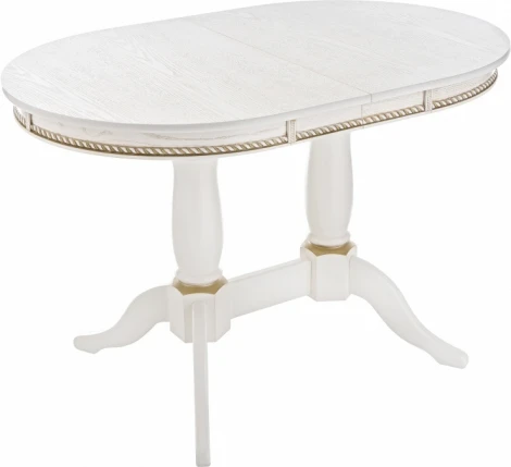 Стол деревянный Woodville Кантри 120 молочный / золотая патина арт.615194